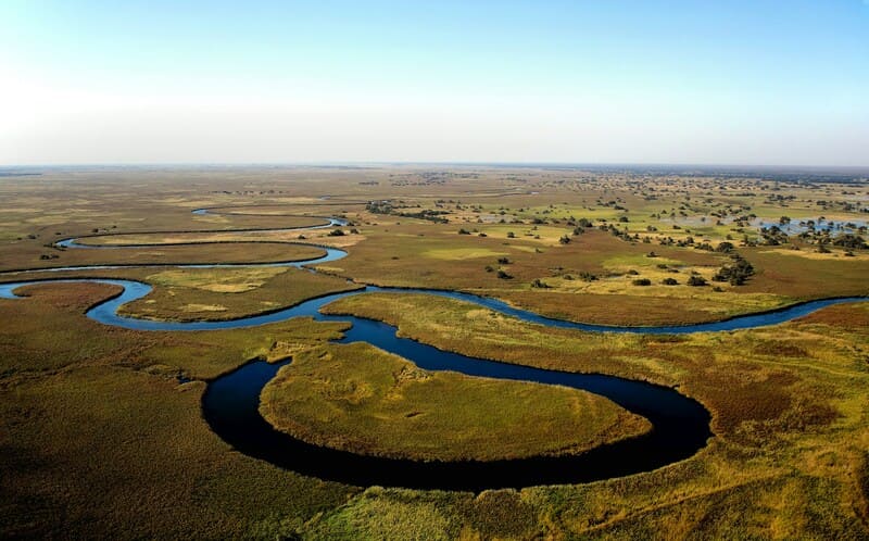 Vista aérea del río Okavango
