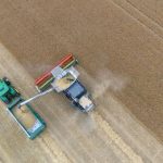 Maquinaria agrícola cosechando en el campo