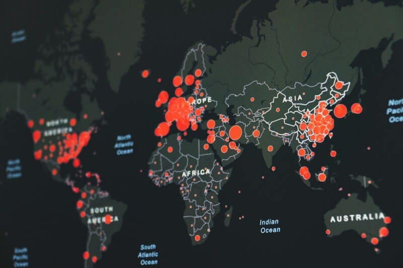 Mapa con puntos rojos